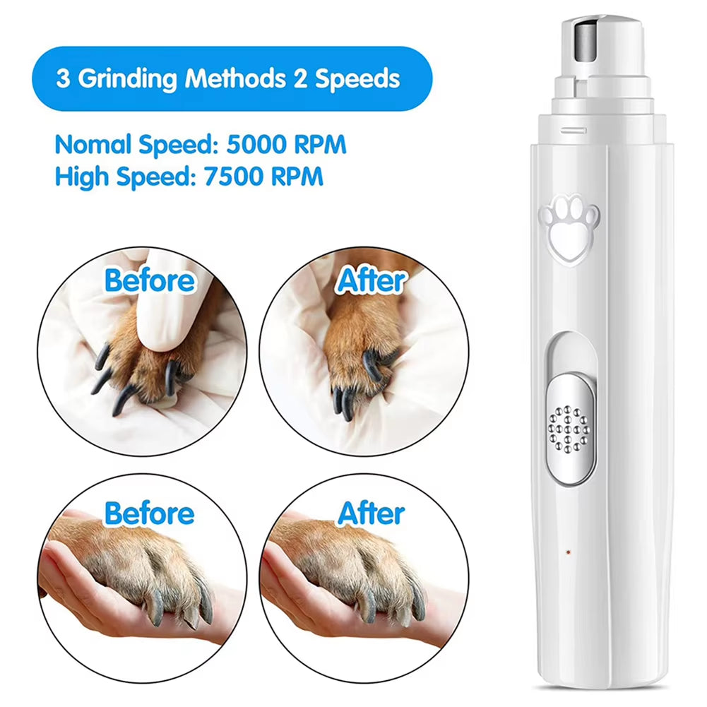 Electric Dog Nail Grinder Pet Nail Clipper USB Rechargeable Pet Nail Trimmers Painless with Polisher Wheel for Small/Large Pets